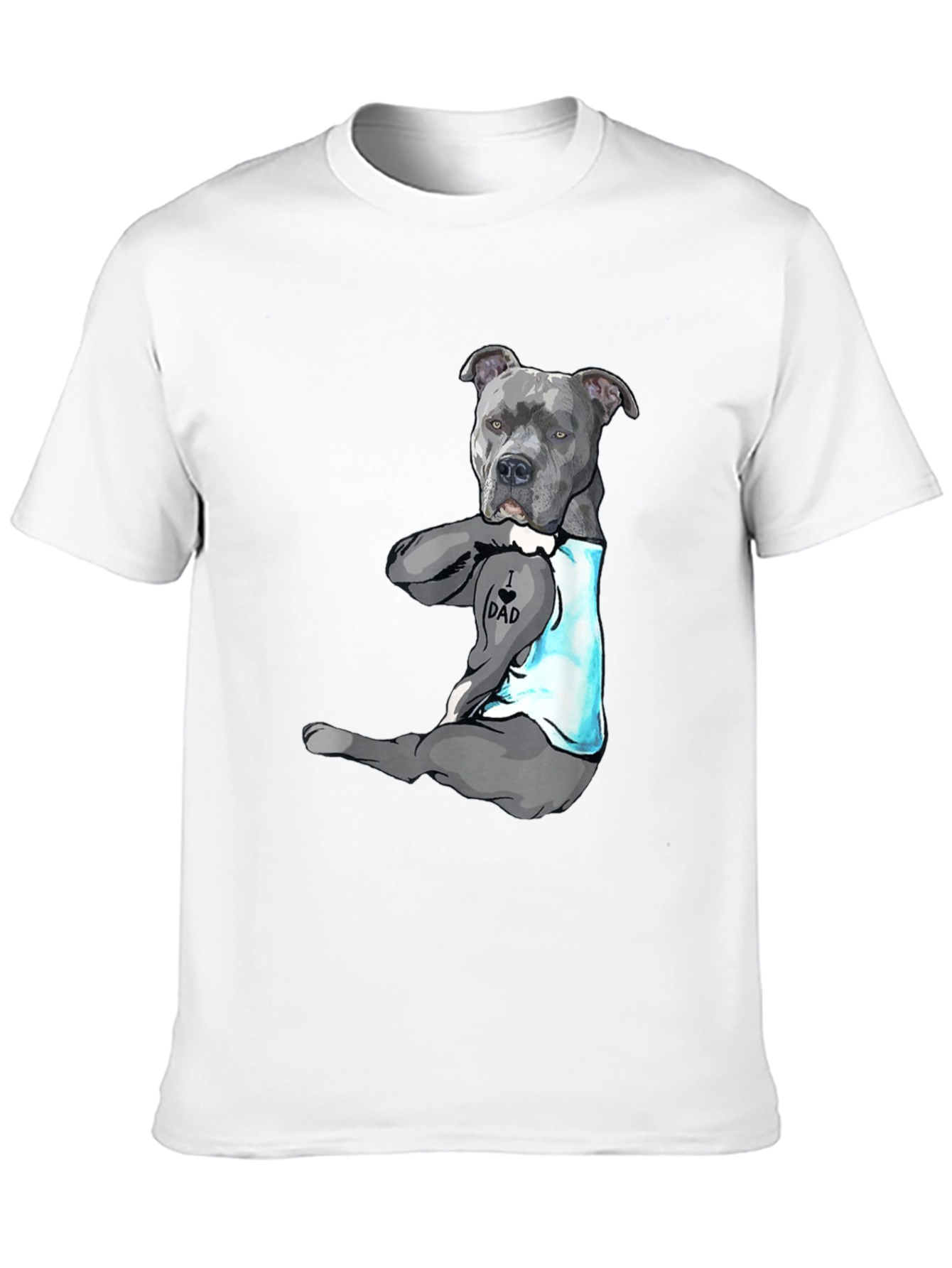 I Love Dad Tattoo Pitbull T-Shirt - Black
