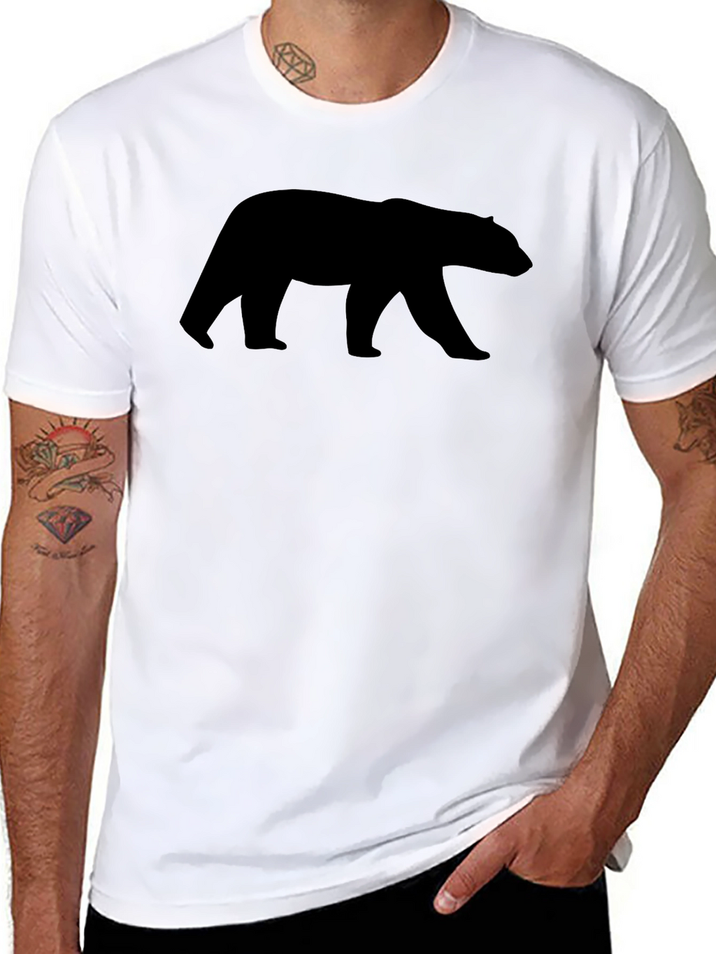Mens Black Bear Graphic T-Shirt