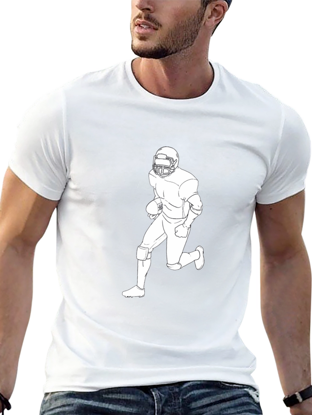Football Player Graphic Tee - Black