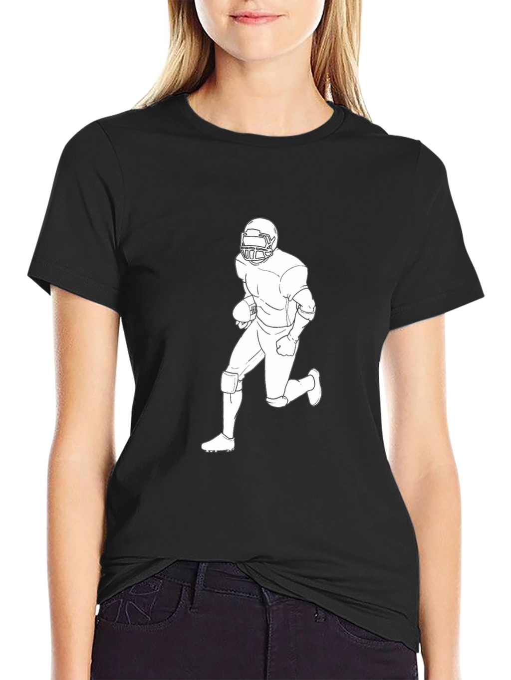 Football Player Graphic Tee - Black