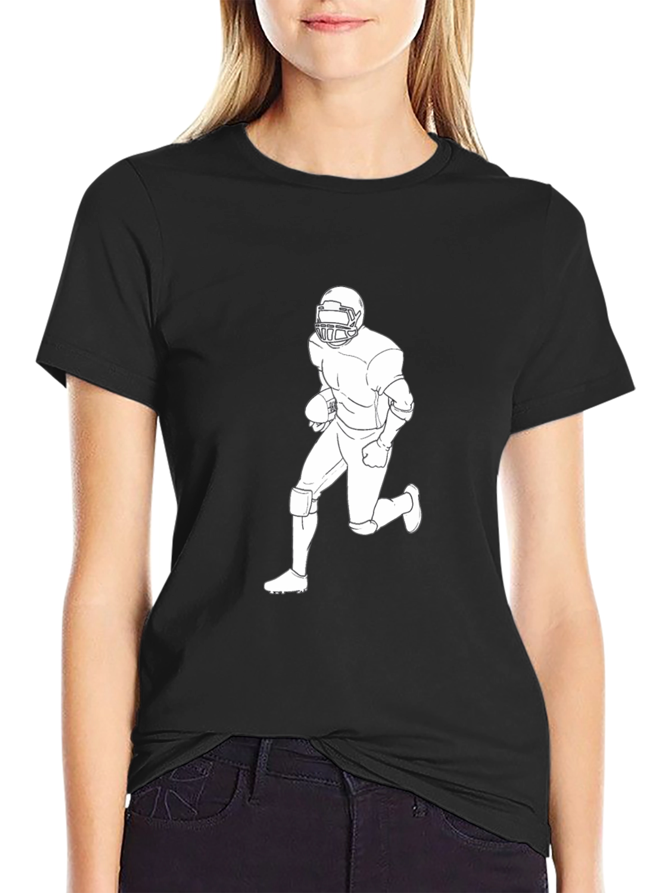 Football Player Graphic Tee - Black