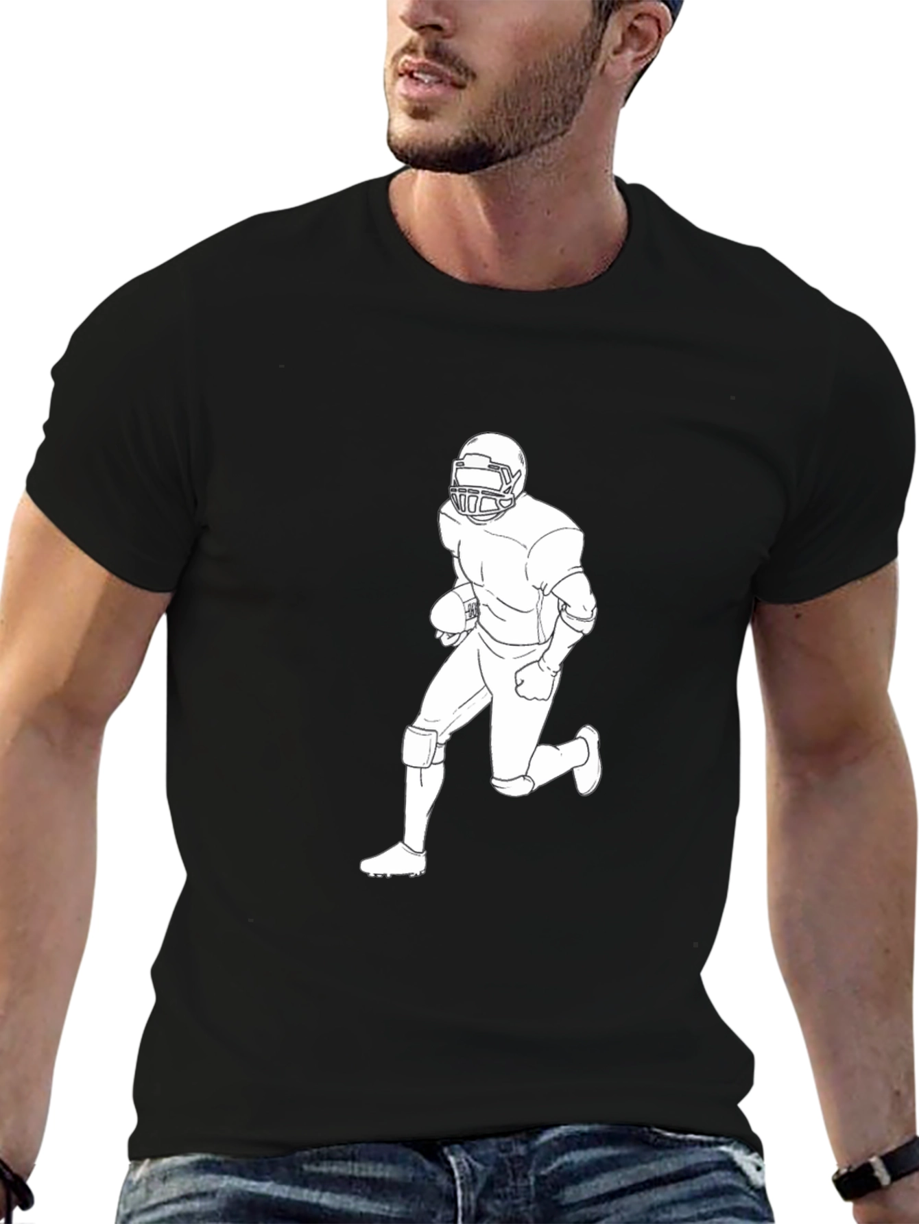 Football Player Graphic Tee - Black