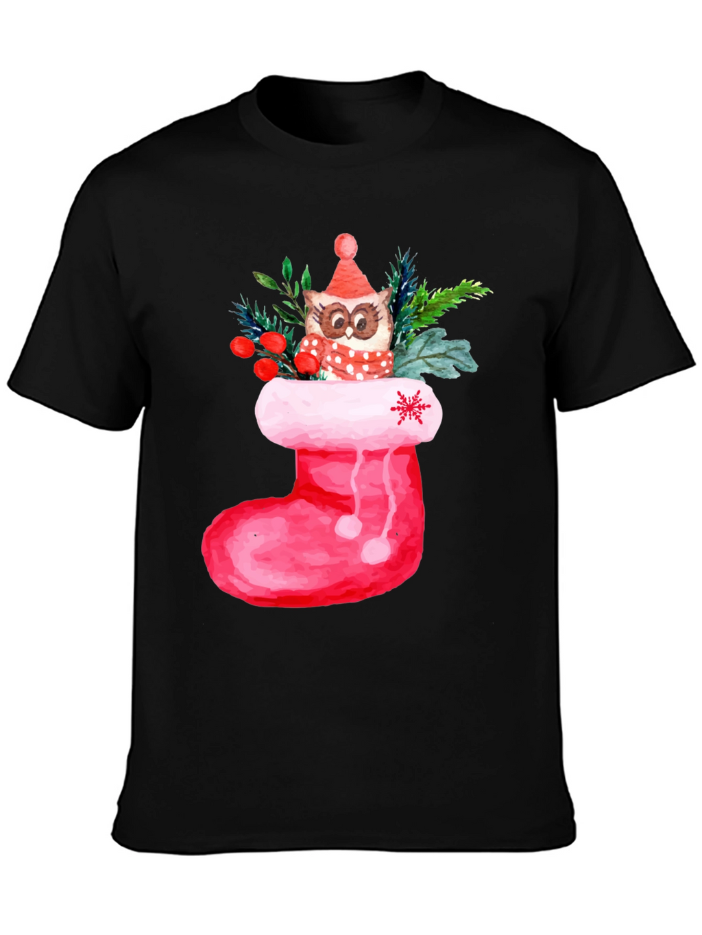 Festive Owl in Stocking T-Shirt