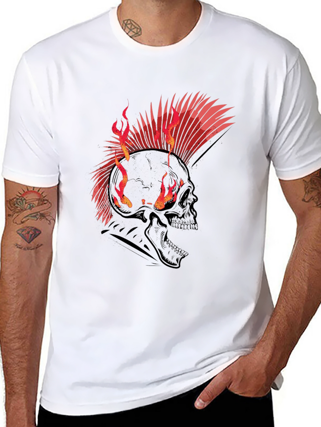 Flaming Skull Punk Rock T-Shirt