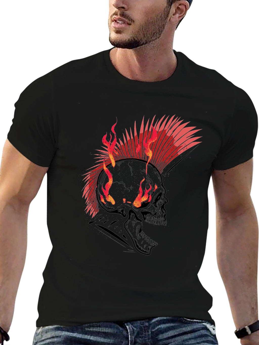 Flaming Skull Punk Rock T-Shirt
