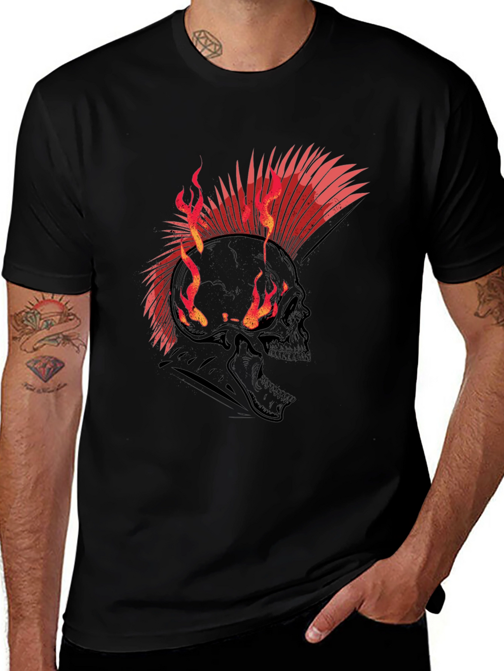 Flaming Skull Punk Rock T-Shirt