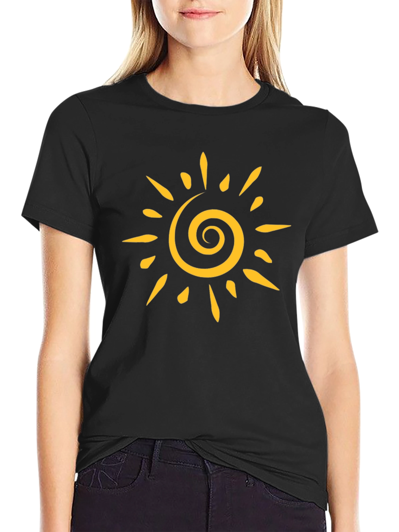 Sun Graphic Tee - Casual Black T-Shirt