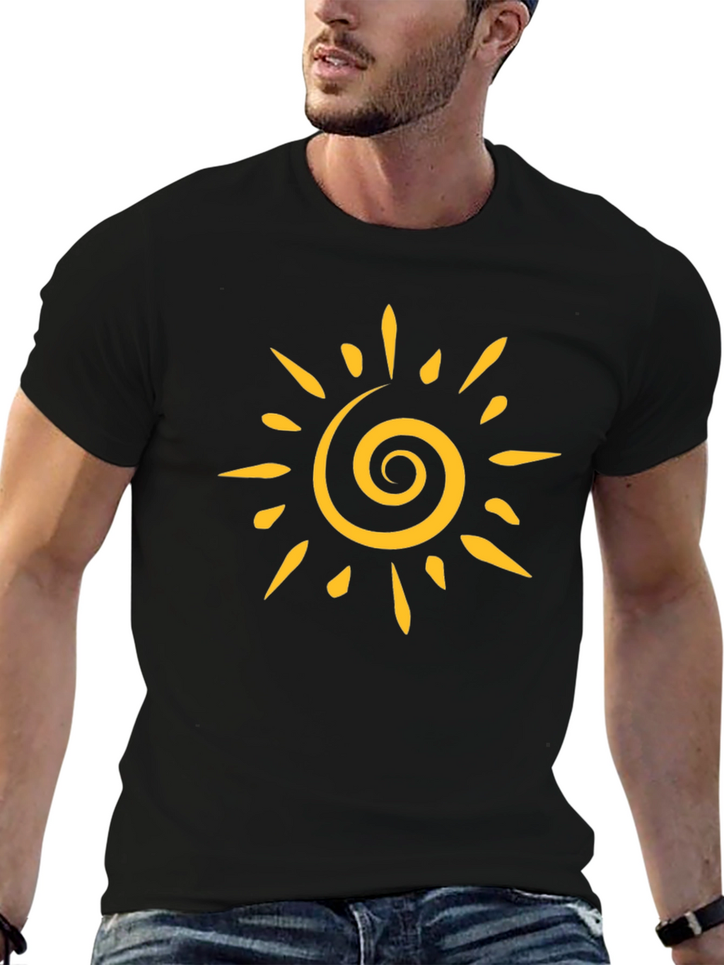 Sun Graphic Tee - Casual Black T-Shirt