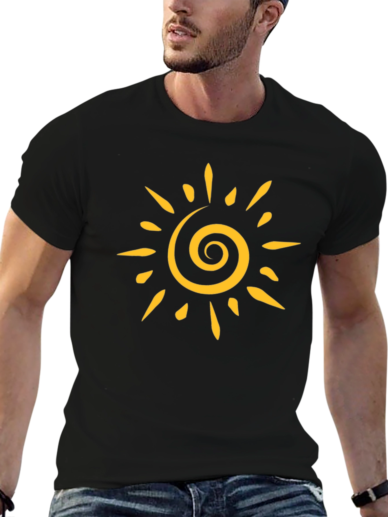 Sun Graphic Tee - Casual Black T-Shirt