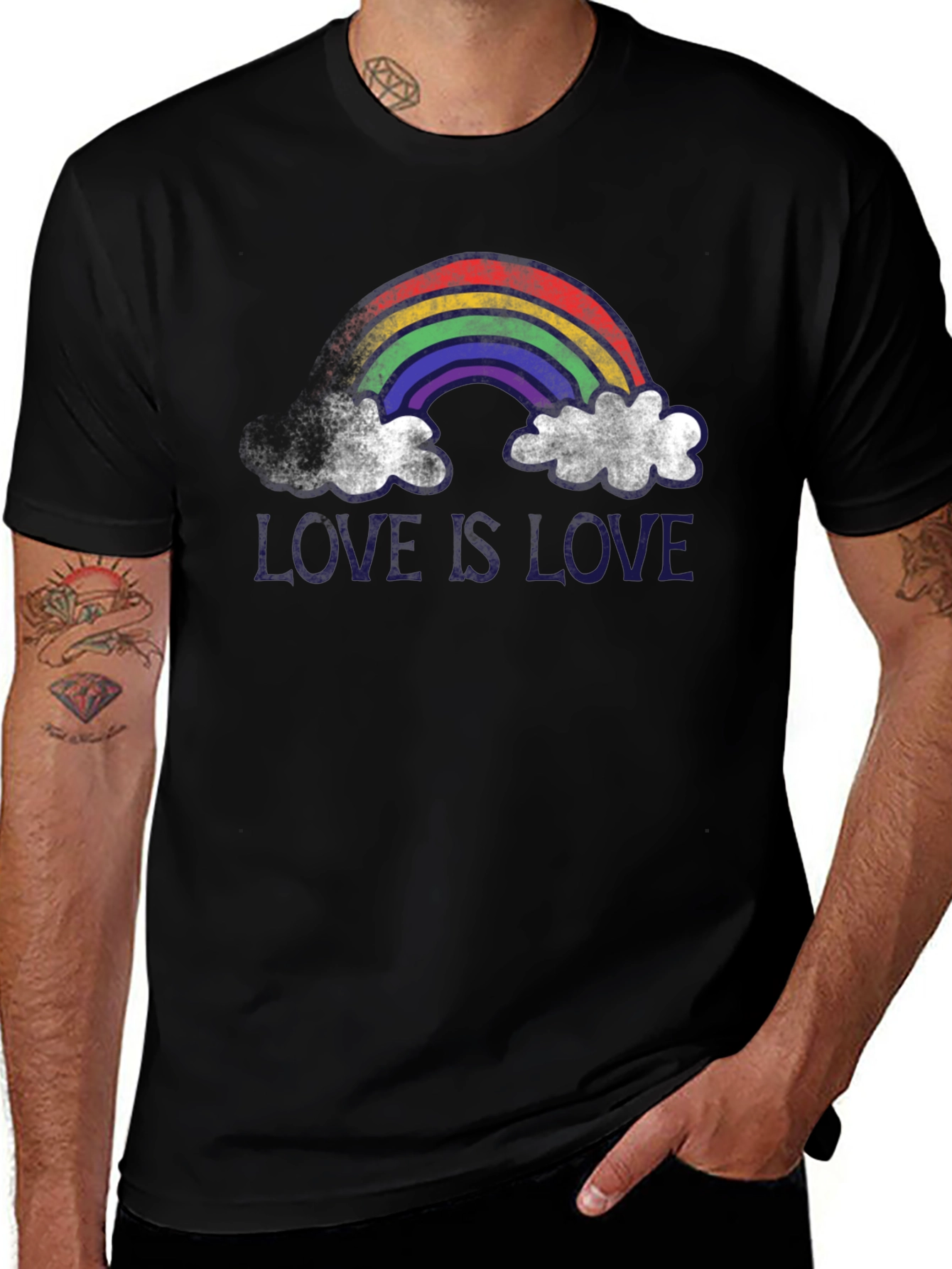 Love is Love Rainbow Graphic Tee - Black