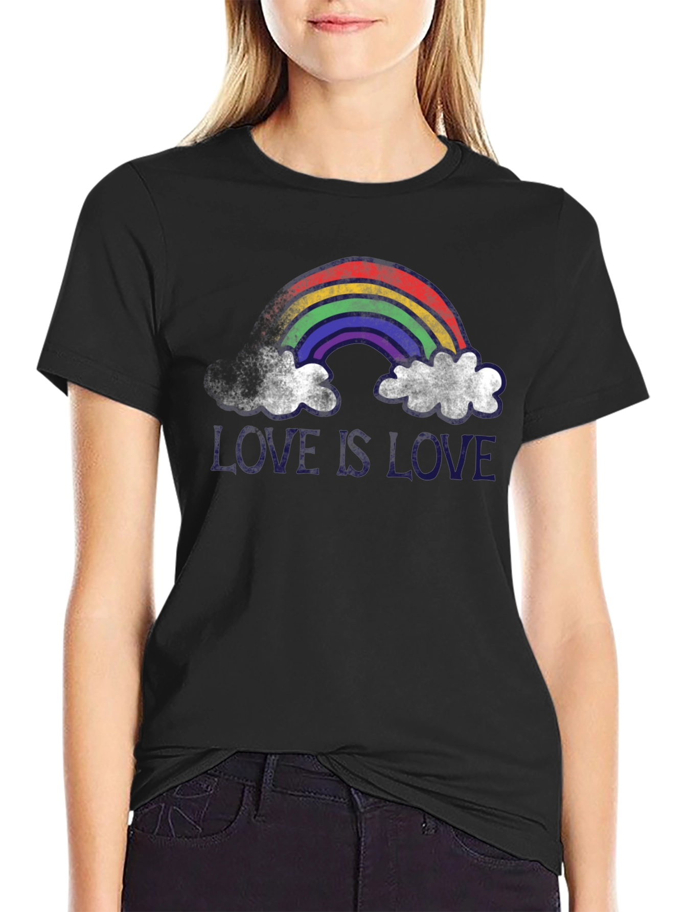 Love is Love Rainbow Graphic Tee - Black