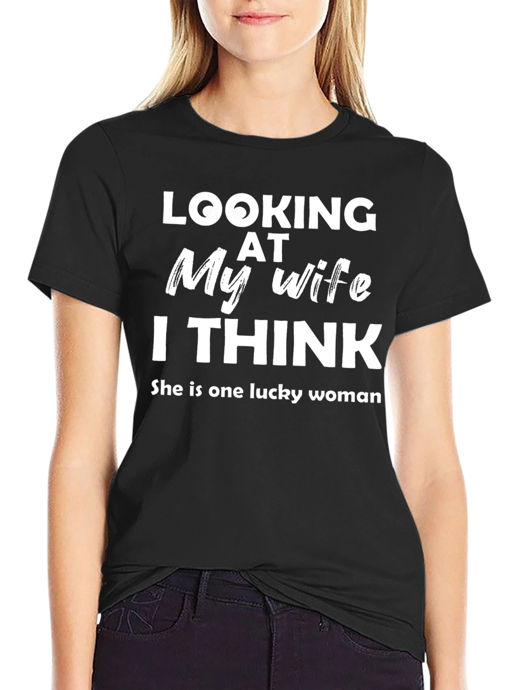 Lucky Wife Graphic Tee - Black Cotton T-Shirt