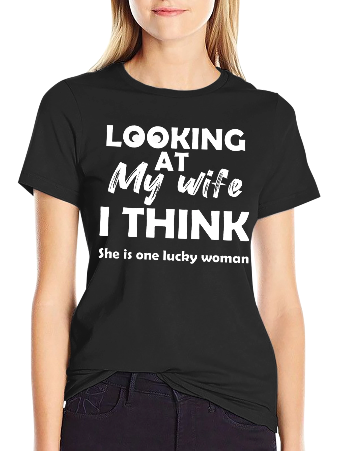 Lucky Wife Graphic Tee - Black Cotton T-Shirt