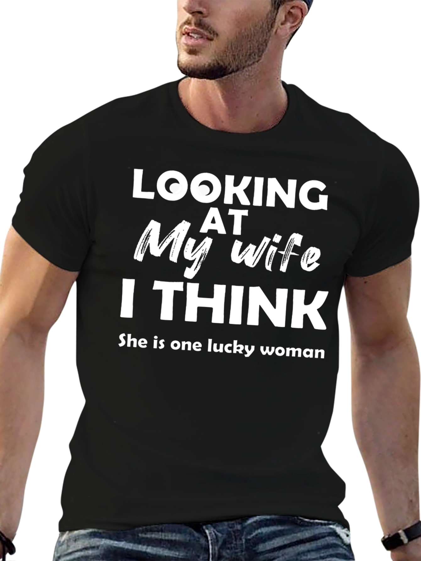 Lucky Wife Graphic Tee - Black Cotton T-Shirt