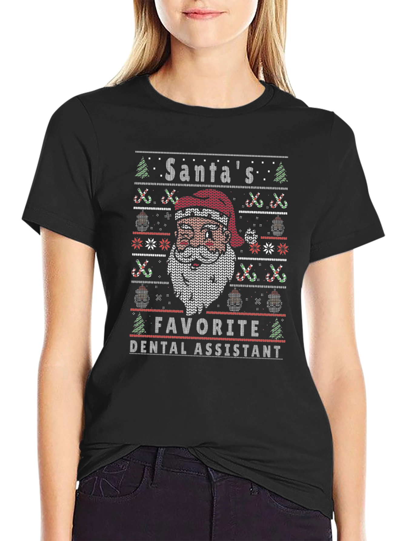 Santas Favorite Dental Assistant Ugly Christmas Sweater T-Shirt