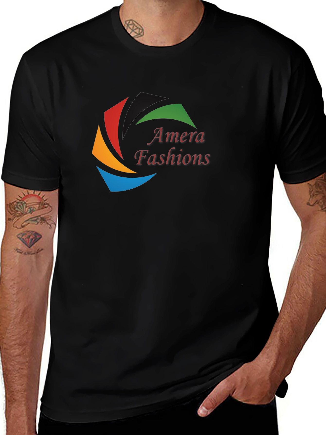 Mens Black Graphic T-Shirt - Amara Fashions