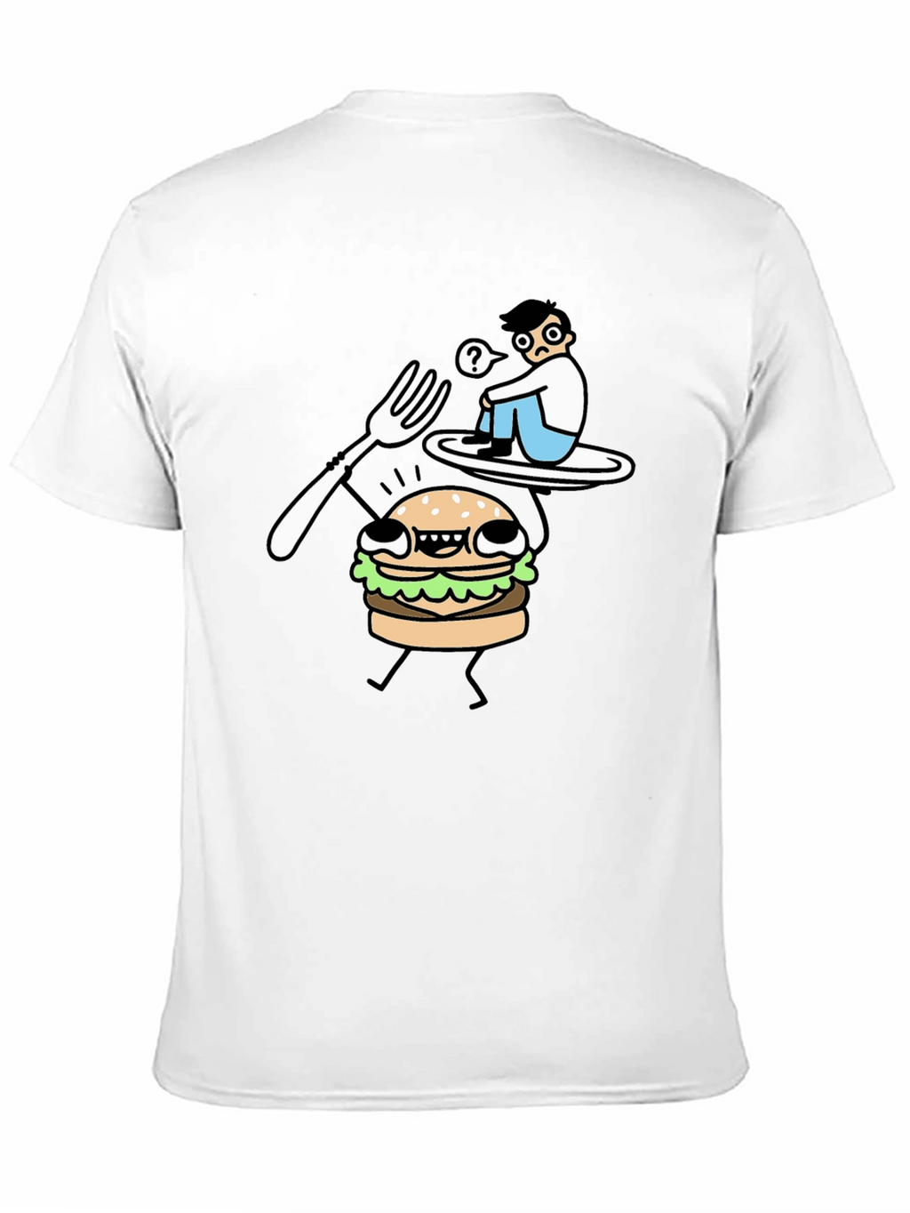 Funny Cartoon Burger T-Shirt - Black Cotton Tee