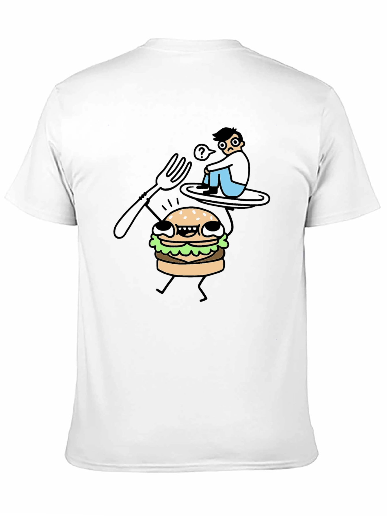 Funny Cartoon Burger T-Shirt - Black Cotton Tee