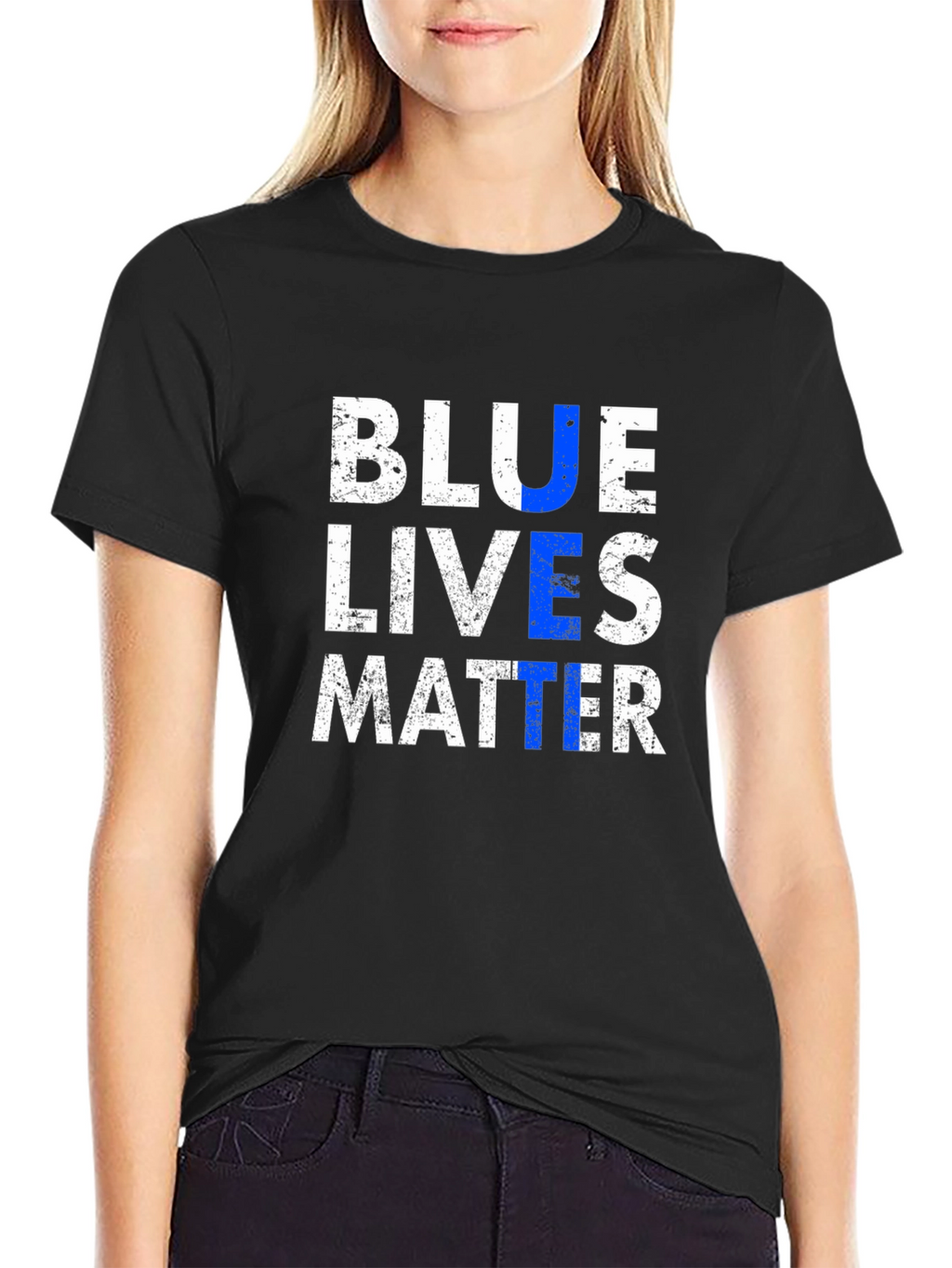 Blue Lives Matter Graphic T-Shirt - Black