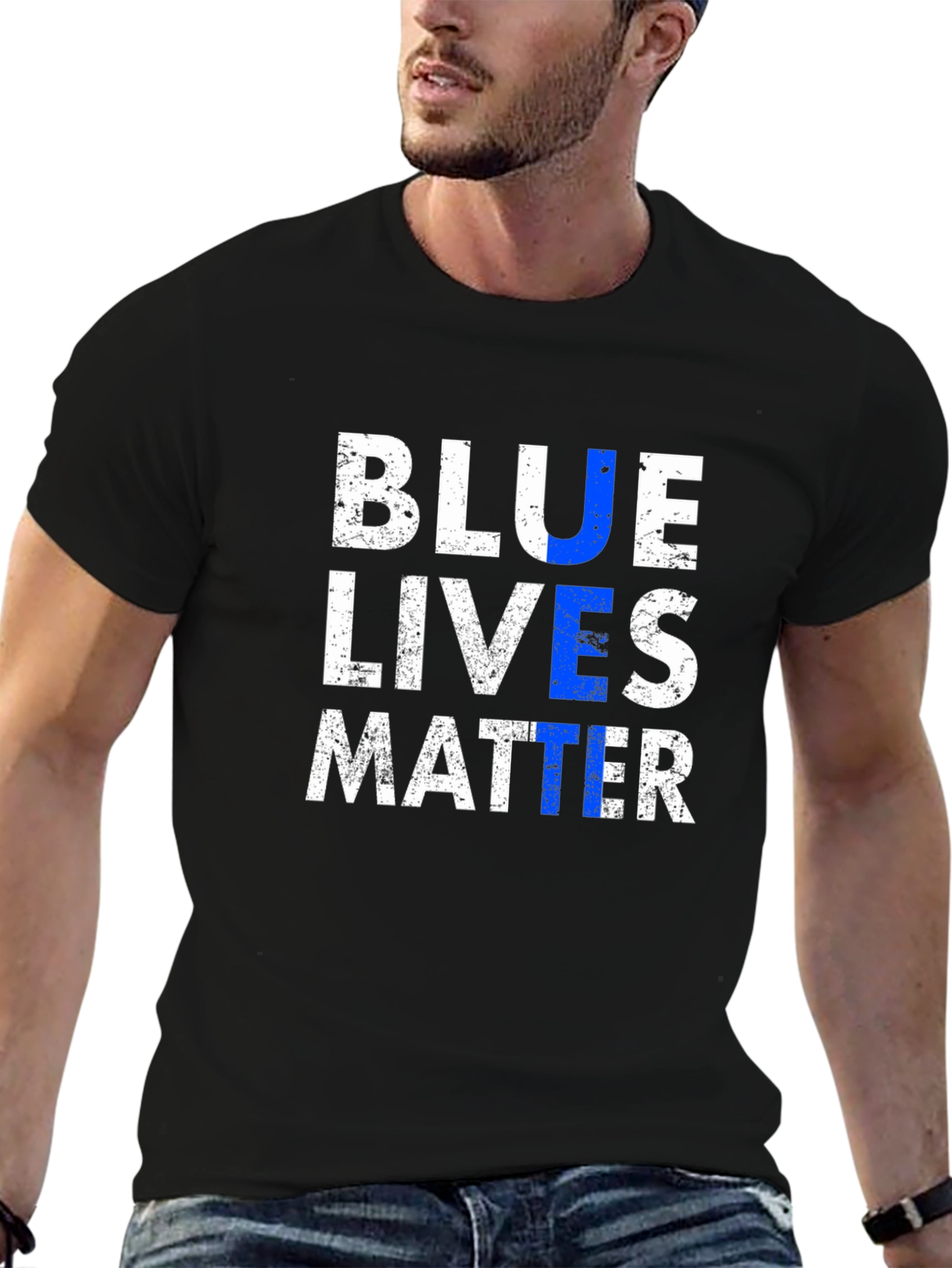 Blue Lives Matter Graphic T-Shirt - Black