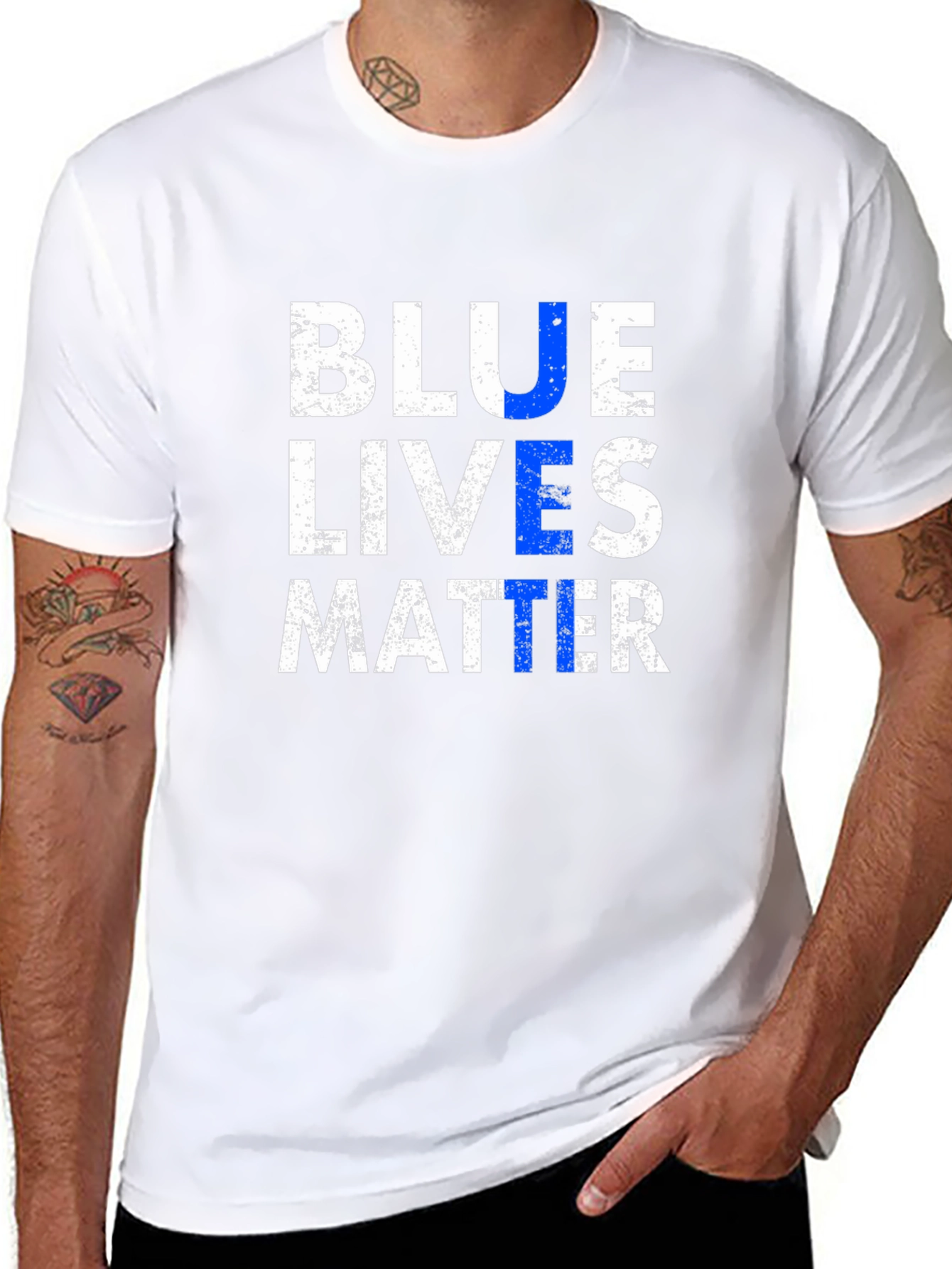 Blue Lives Matter Graphic T-Shirt - Black