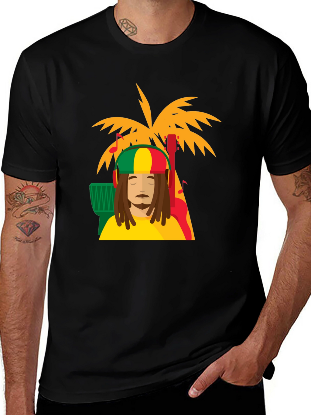 Rasta Man Tee - Island Vibes Black T-Shirt
