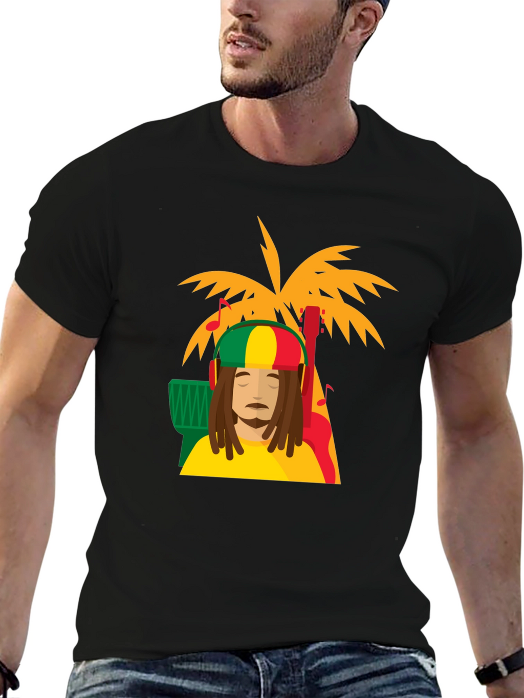 Rasta Man Tee - Island Vibes Black T-Shirt