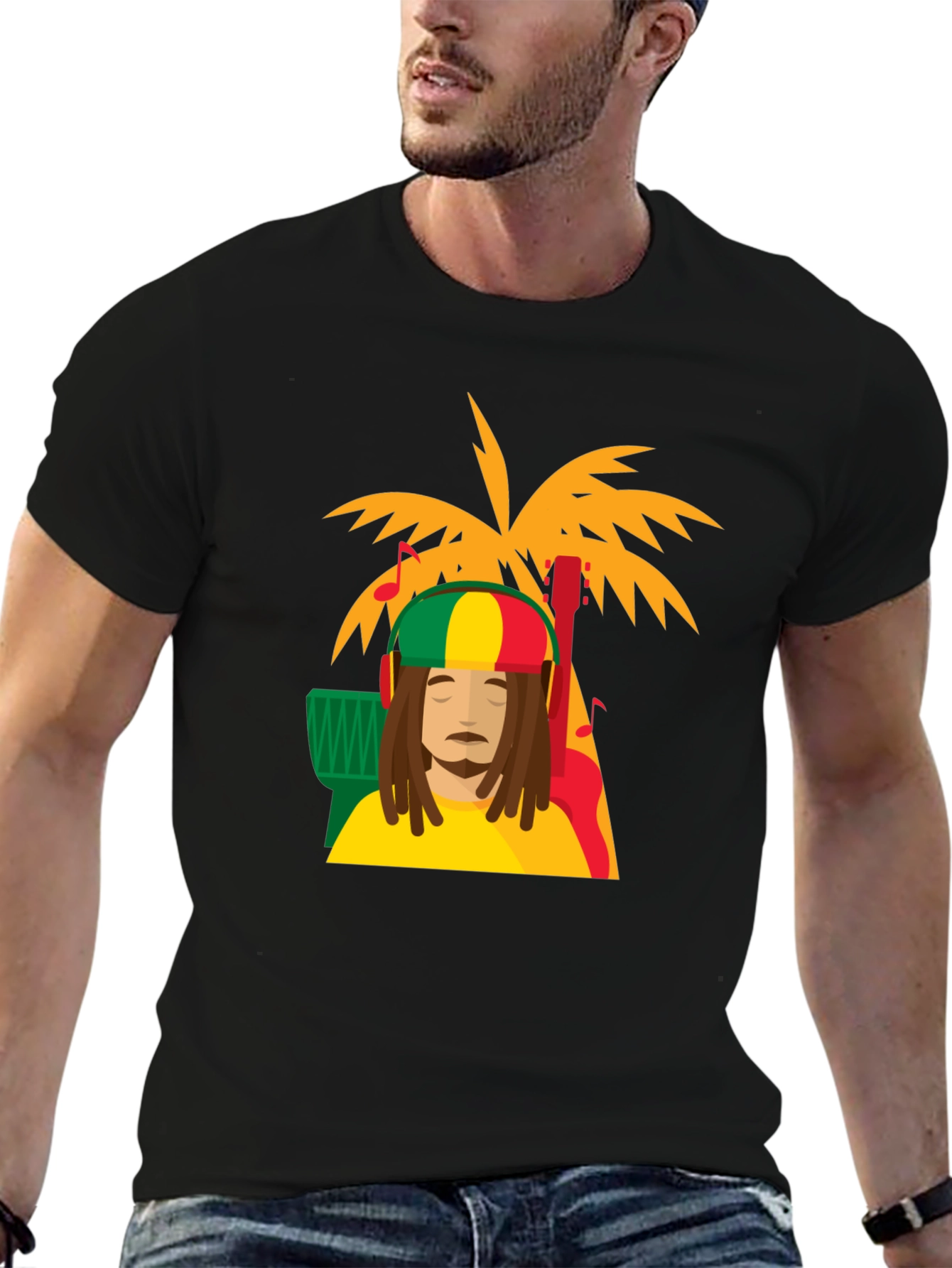 Rasta Man Tee - Island Vibes Black T-Shirt