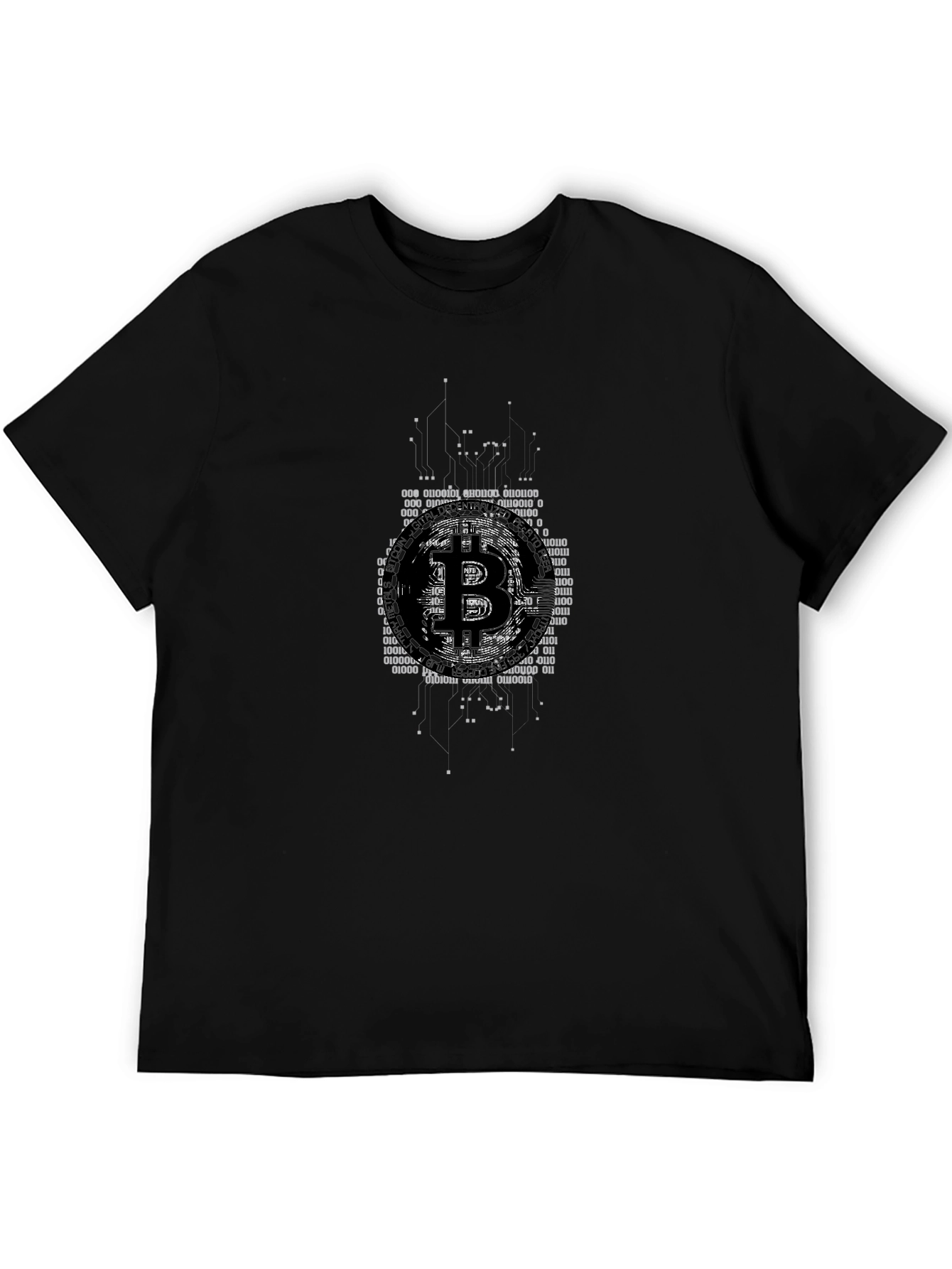 Bitcoin Digital Code Graphic Black T-Shirt