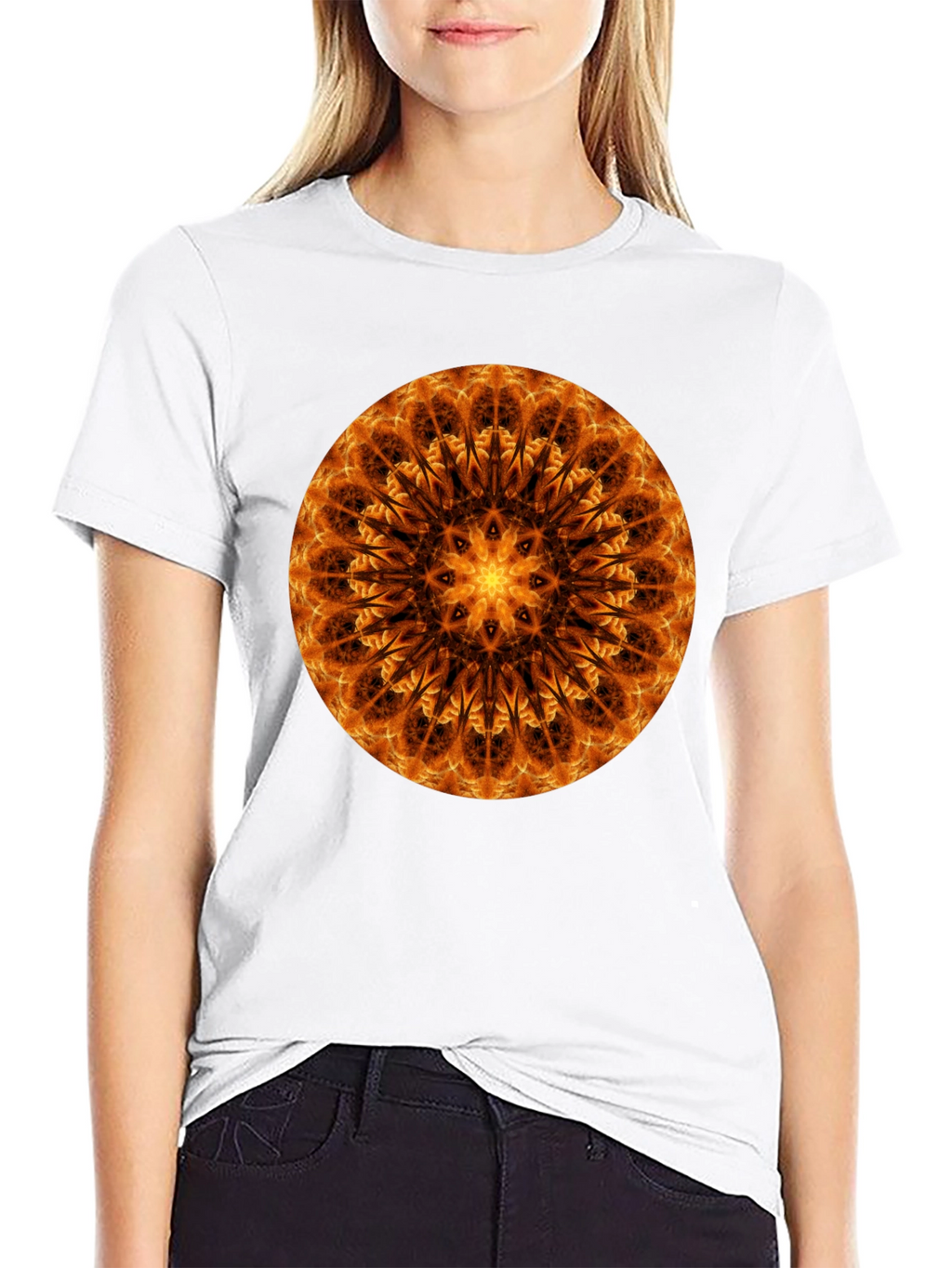 Fiery Mandala Graphic Tee - Unique Spiritual Design