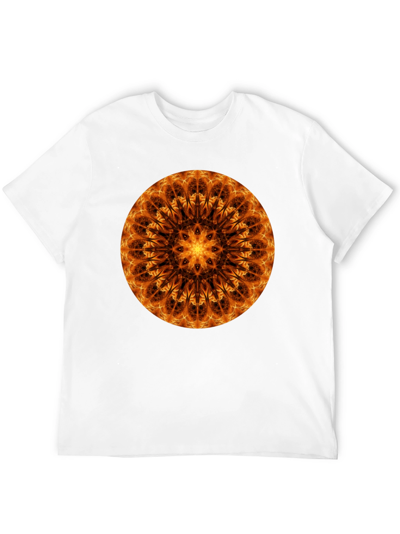 Fiery Mandala Graphic Tee - Unique Spiritual Design
