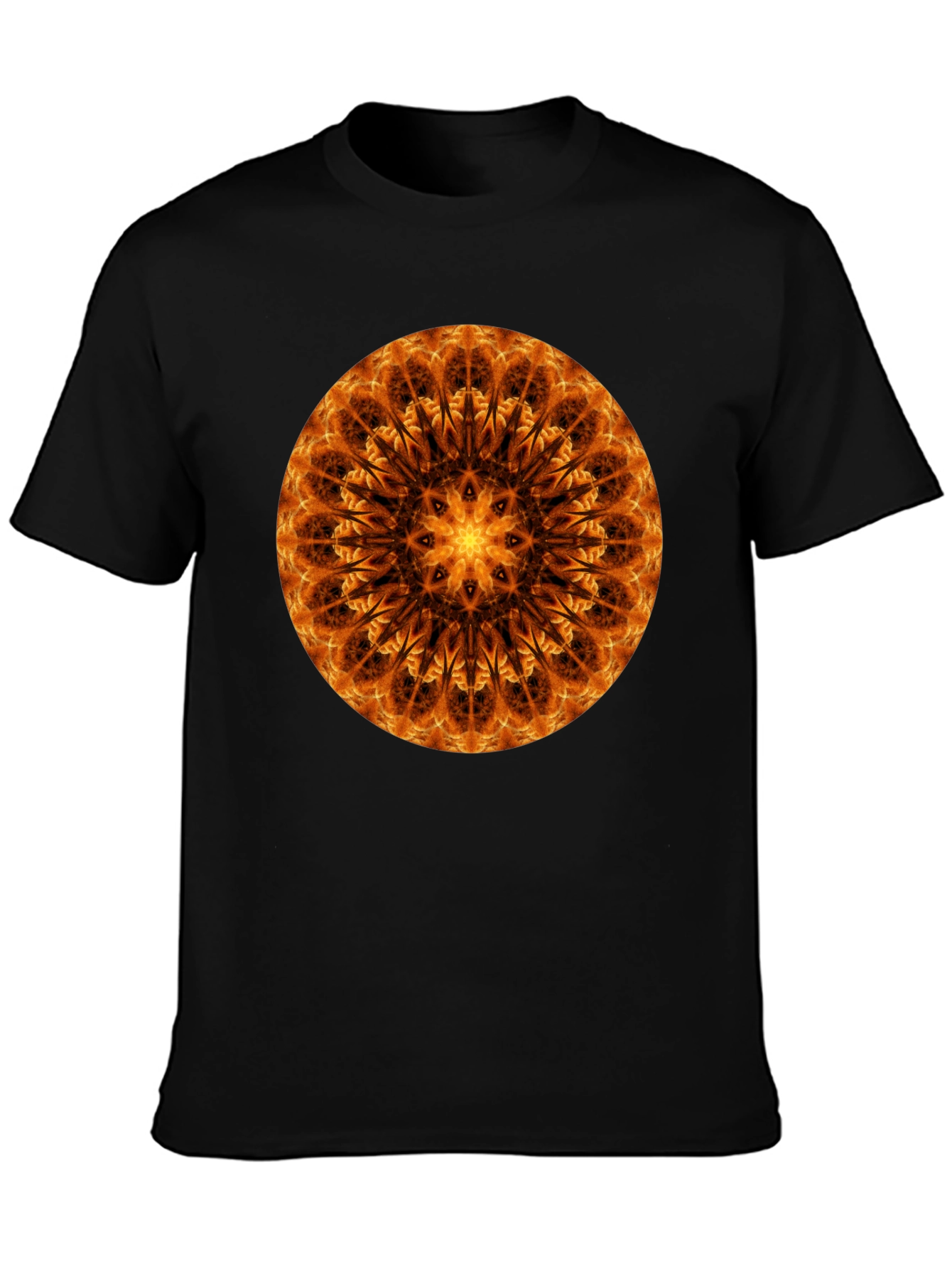 Fiery Mandala Graphic Tee - Unique Spiritual Design