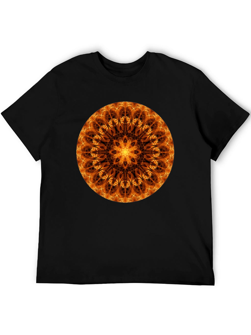 Fiery Mandala Graphic Tee - Unique Spiritual Design