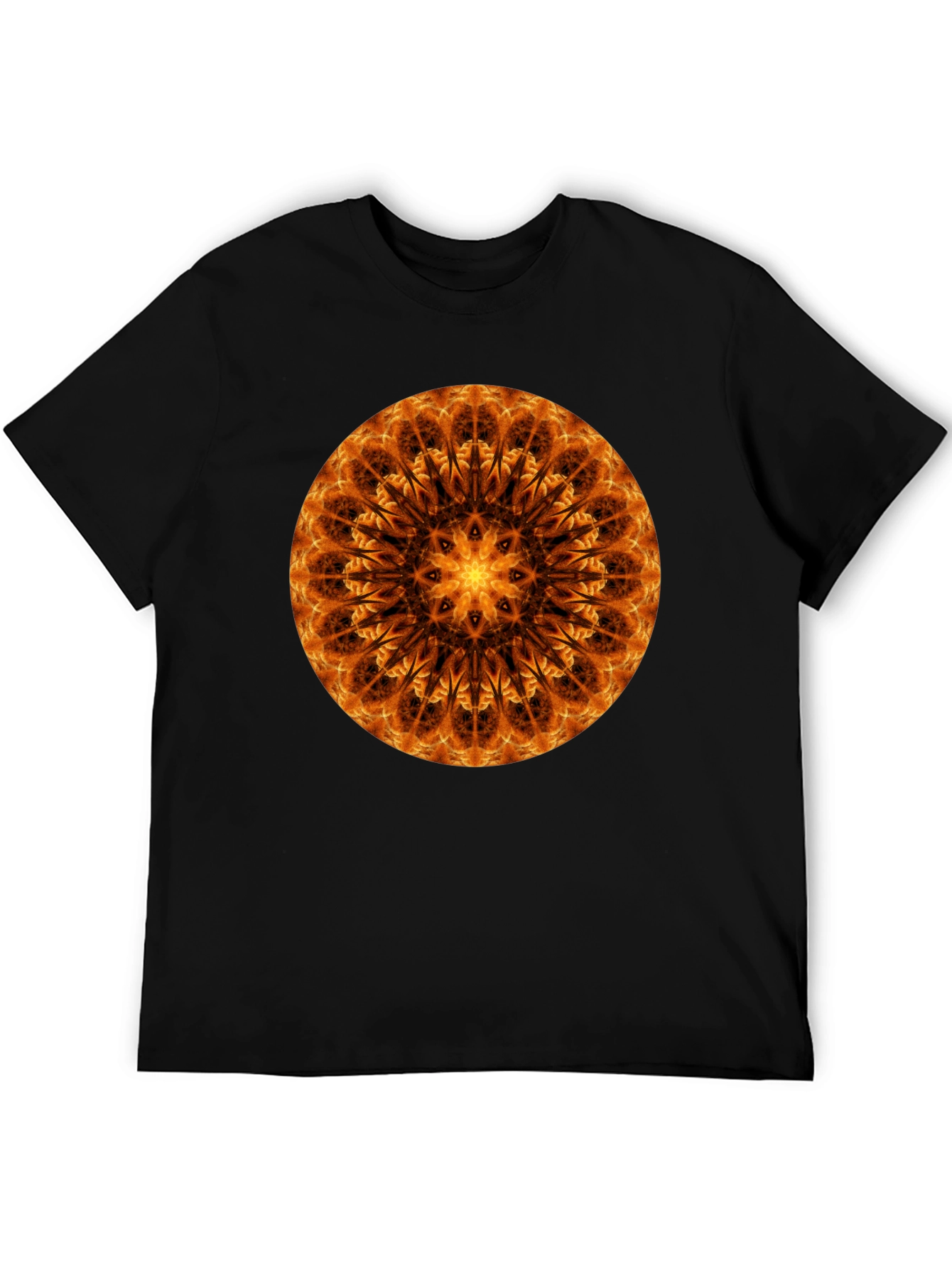Fiery Mandala Graphic Tee - Unique Spiritual Design