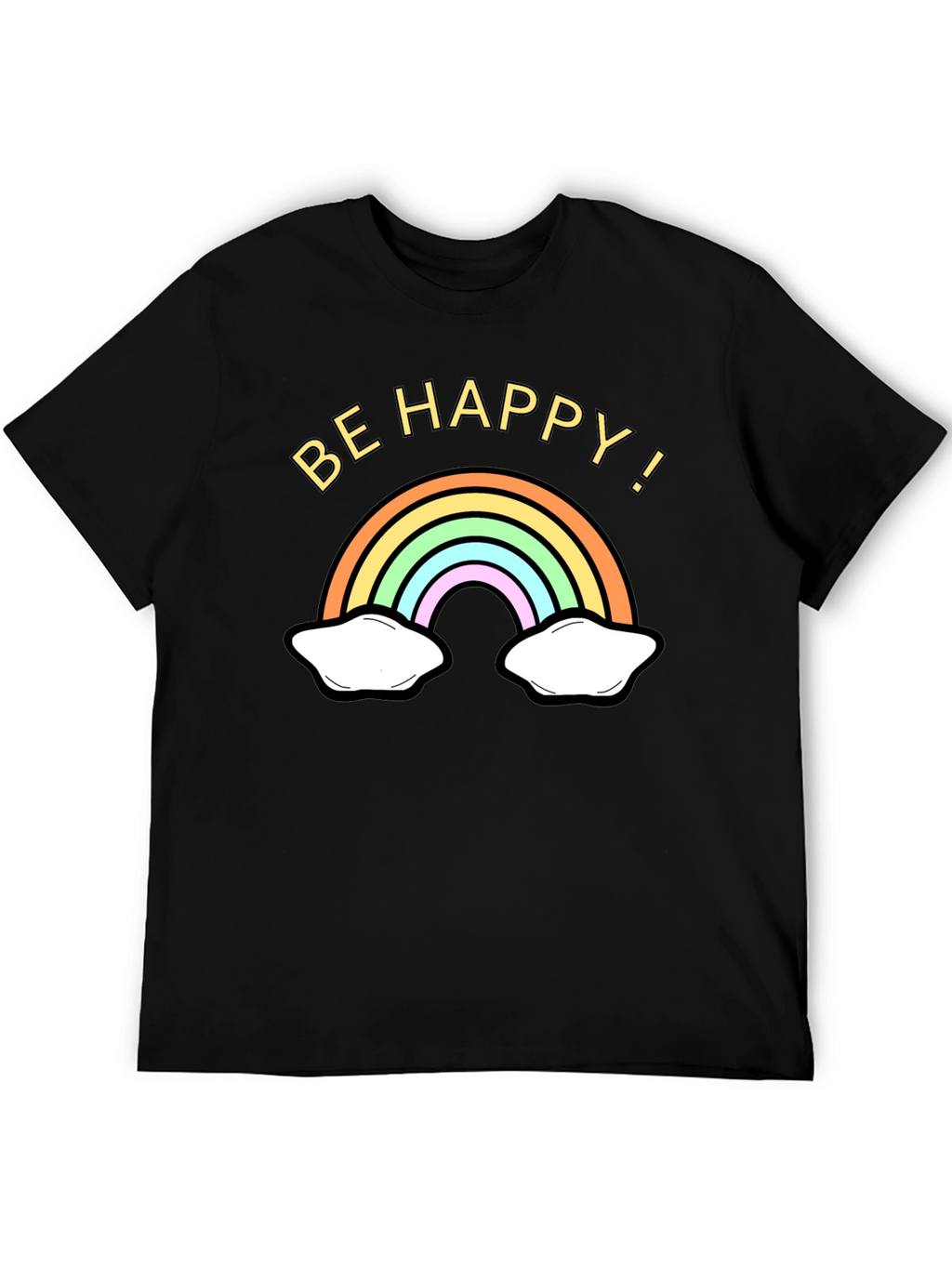 Be Happy Rainbow Graphic Tee - Black