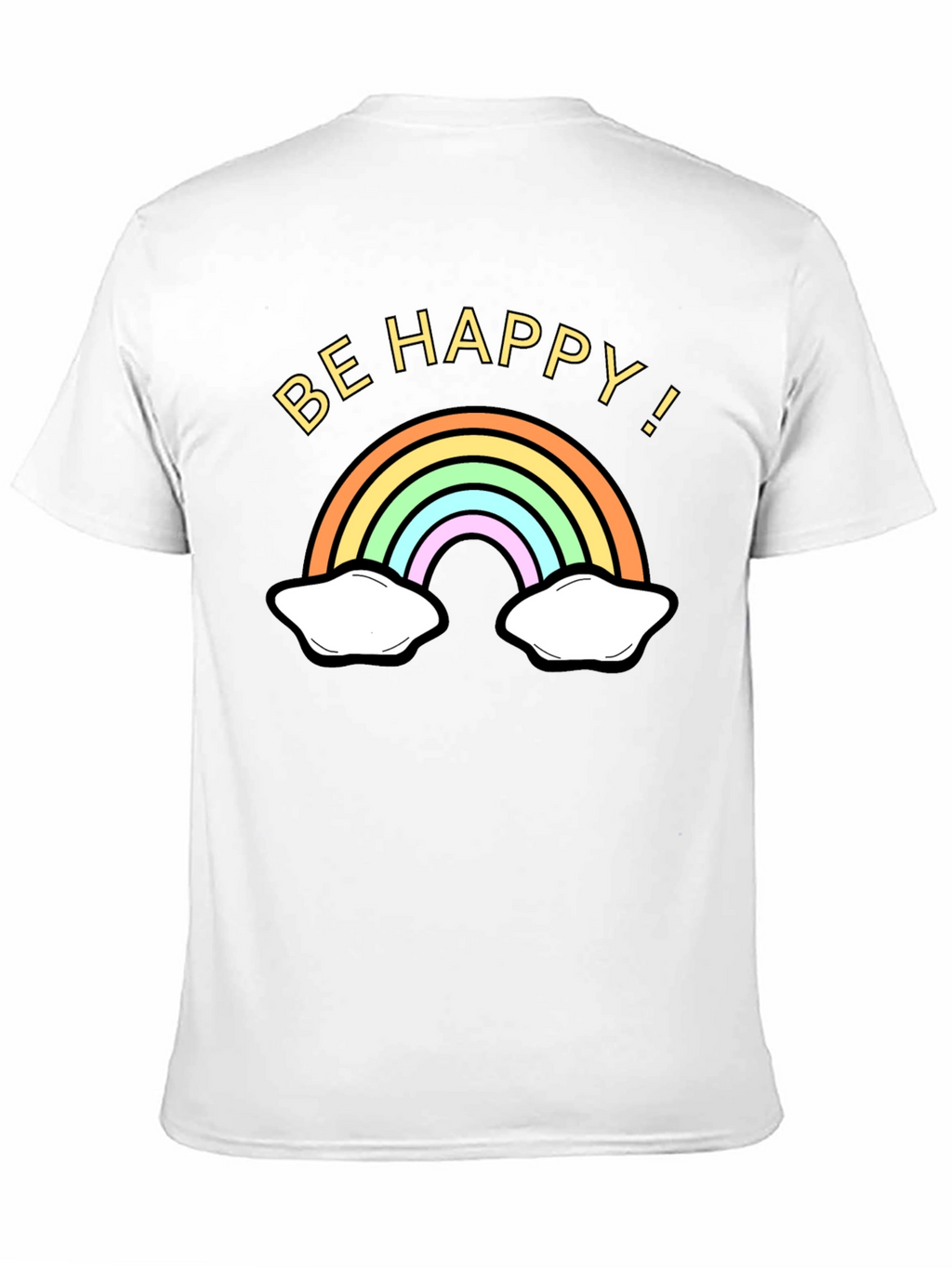 Be Happy Rainbow Graphic Tee - Black