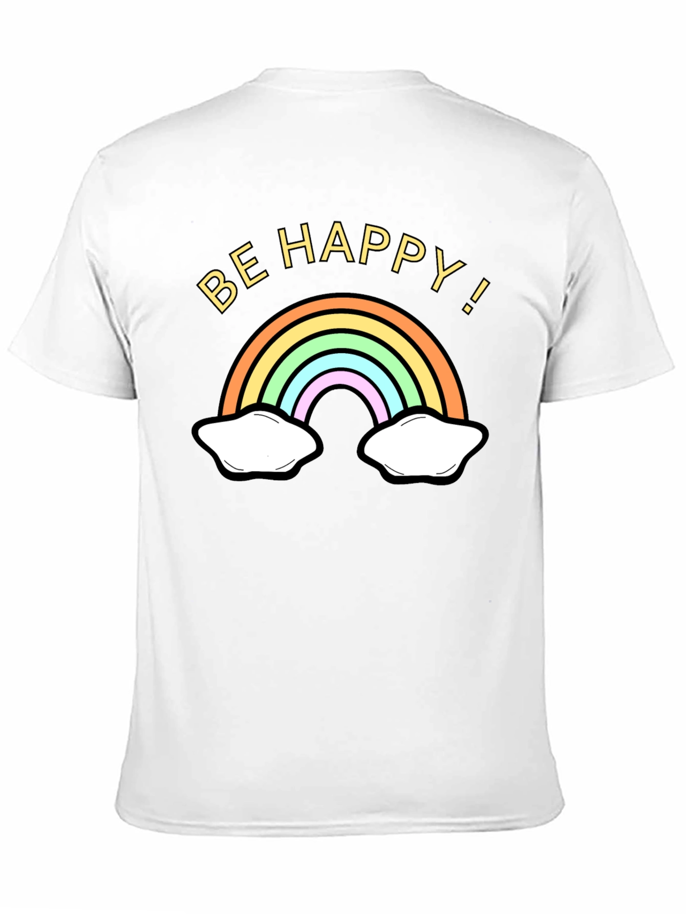 Be Happy Rainbow Graphic Tee - Black