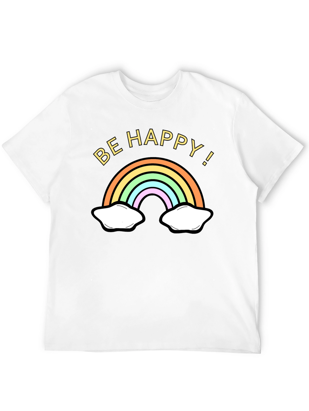 Be Happy Rainbow Graphic Tee - Black