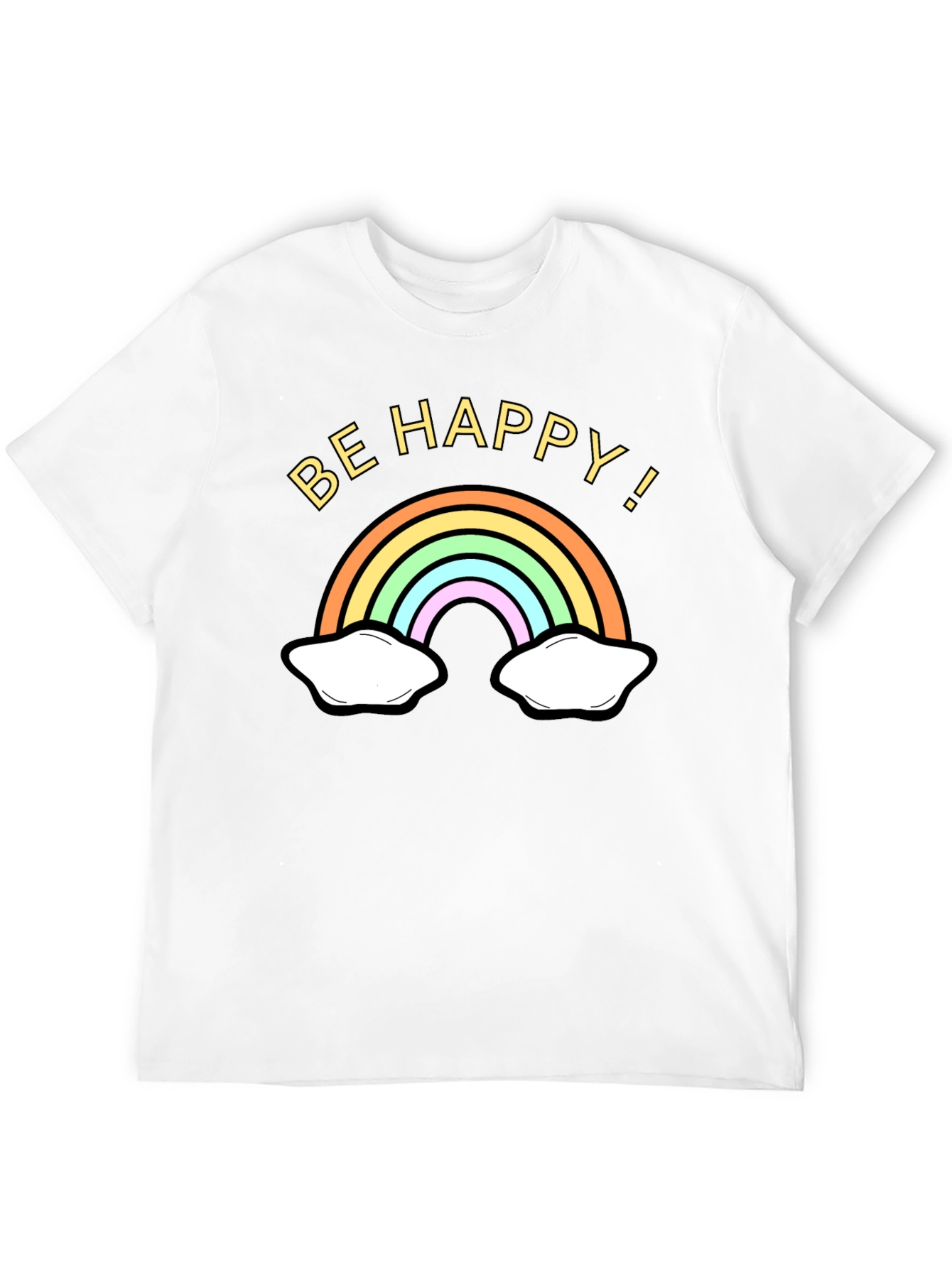 Be Happy Rainbow Graphic Tee - Black