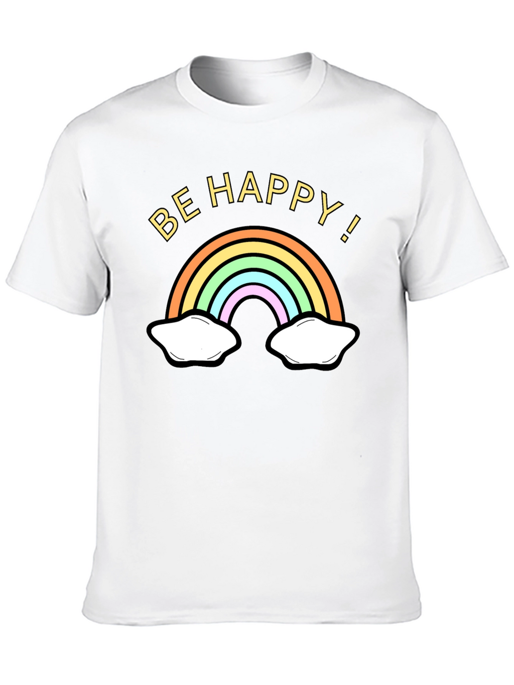 Be Happy Rainbow Graphic Tee - Black
