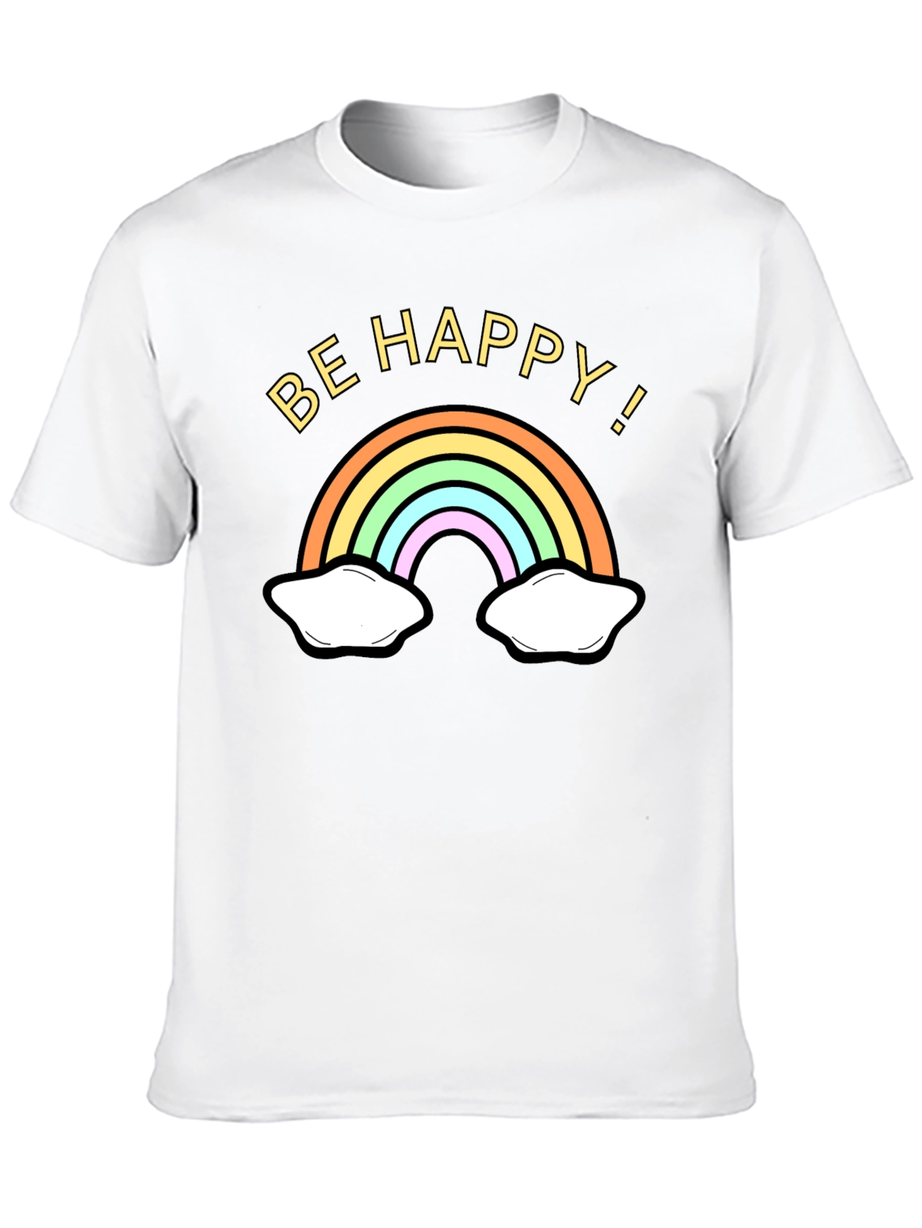 Be Happy Rainbow Graphic Tee - Black