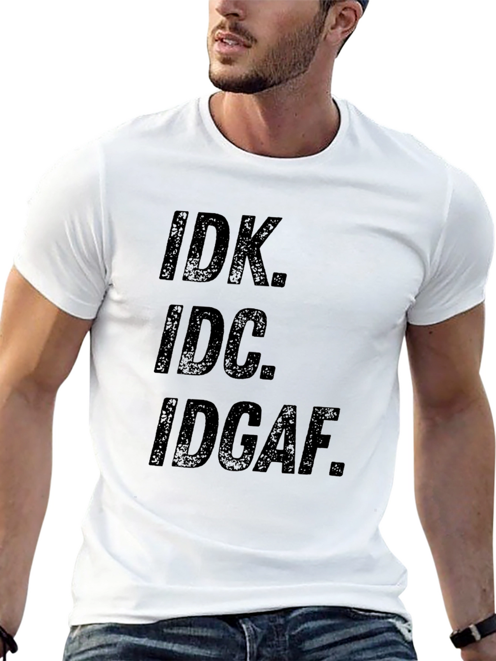 IDK IDC IDGAF Graphic Tee - Mens Black T-Shirt