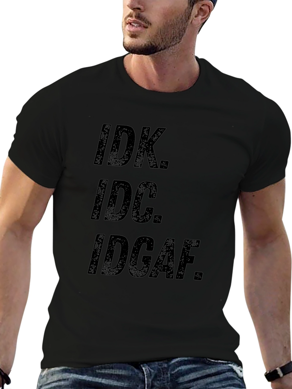 IDK IDC IDGAF Graphic Tee - Mens Black T-Shirt