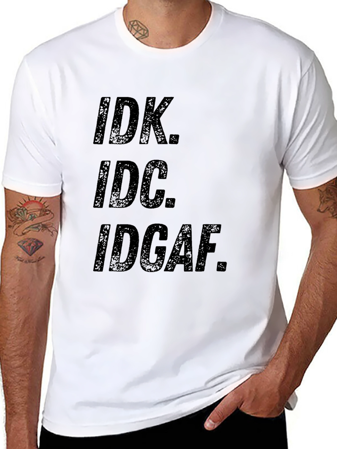 IDK IDC IDGAF Graphic Tee - Mens Black T-Shirt