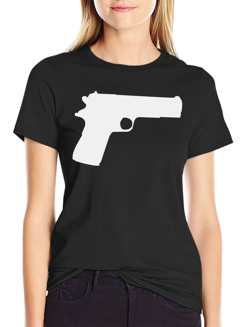 Pistol Graphic Tee - Black Cotton T-Shirt