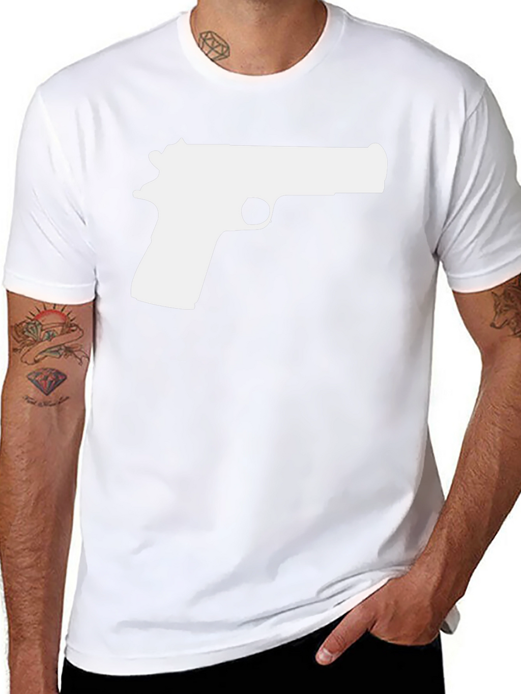 Pistol Graphic Tee - Black Cotton T-Shirt