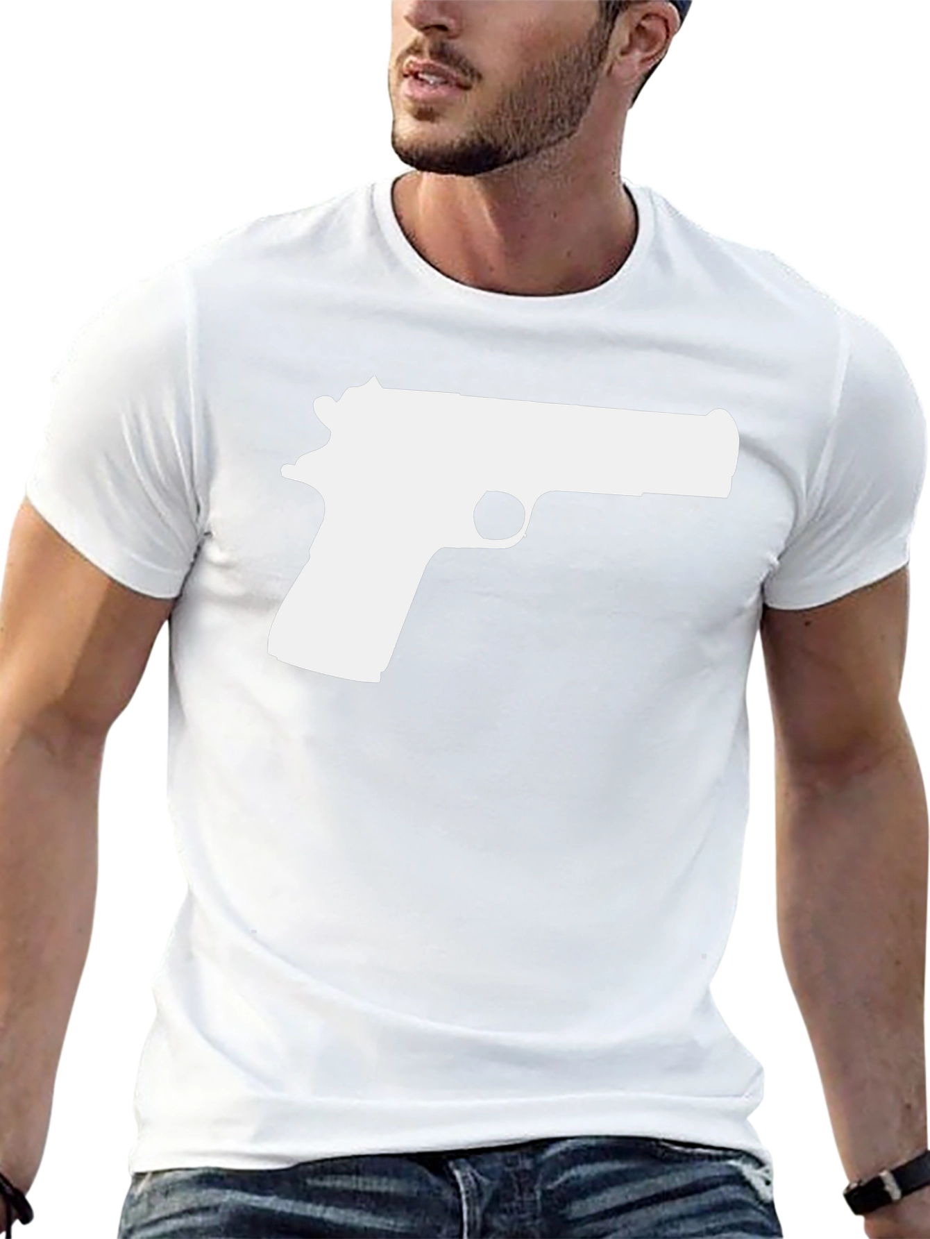 Pistol Graphic Tee - Black Cotton T-Shirt