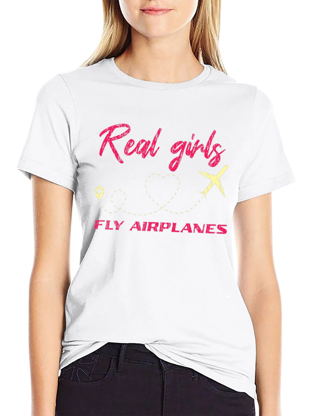 Real Girls Fly Airplanes Graphic Tee