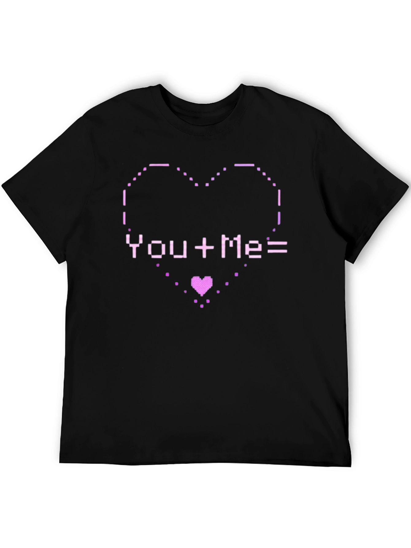 Pixel Heart You+Me= Love Graphic T-Shirt