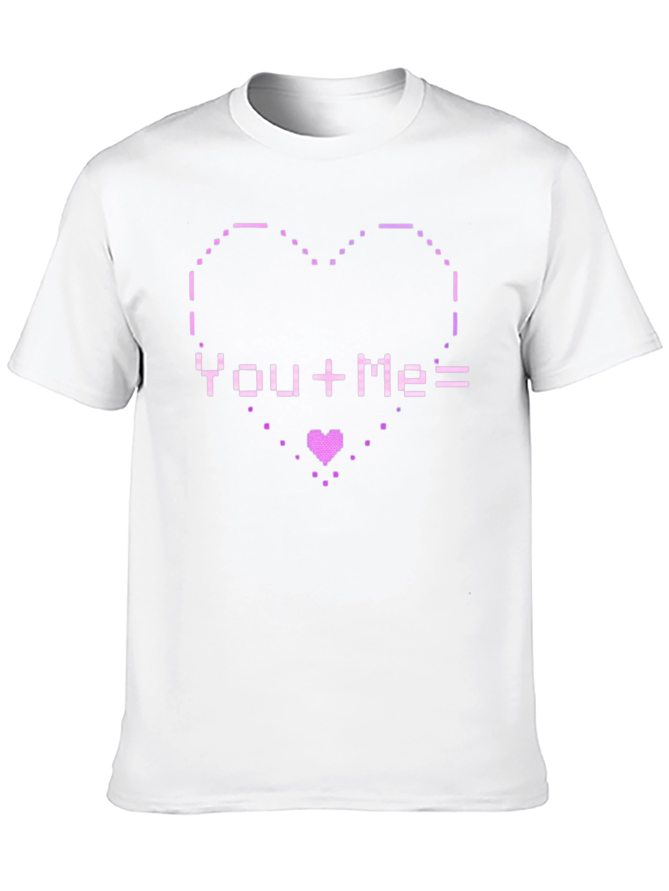 Pixel Heart You+Me= Love Graphic T-Shirt